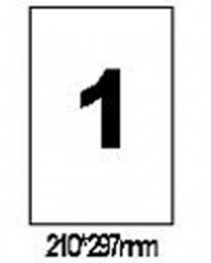 Этикетки на листе Этикетки на листе А4 формата 1 stiker 210*297mm
